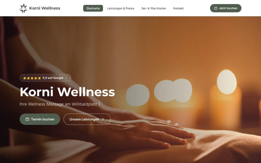 Website von Korni Wellness